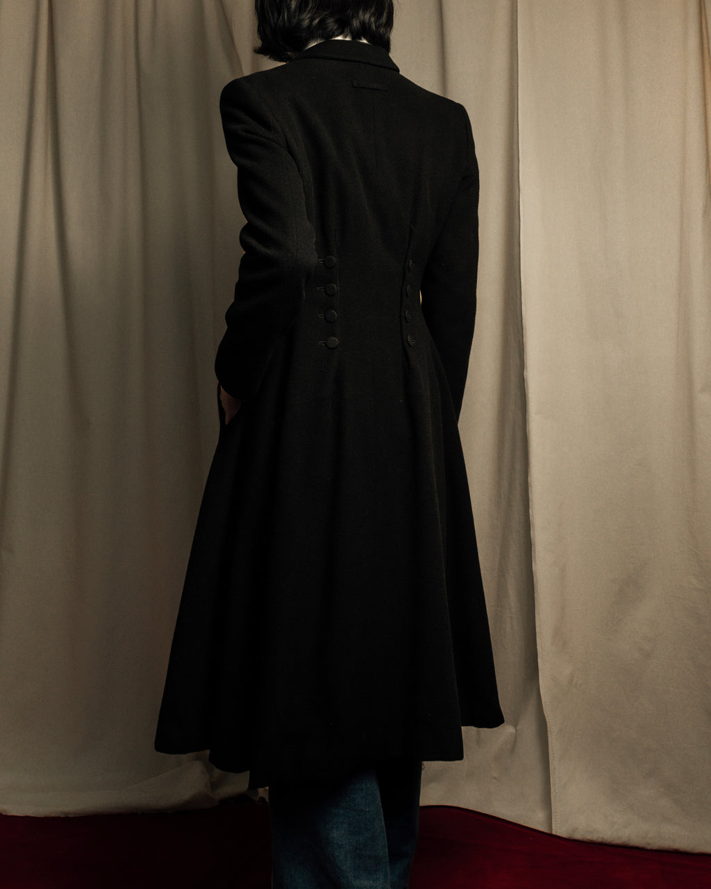 -SPECIAL- "JEAN PAUL GAULTIER"
 90's-00's Waist shape A-line silhouette black color super long coat