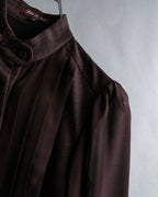 "Filo di Seta" Front pleated design stand-up collar shirt