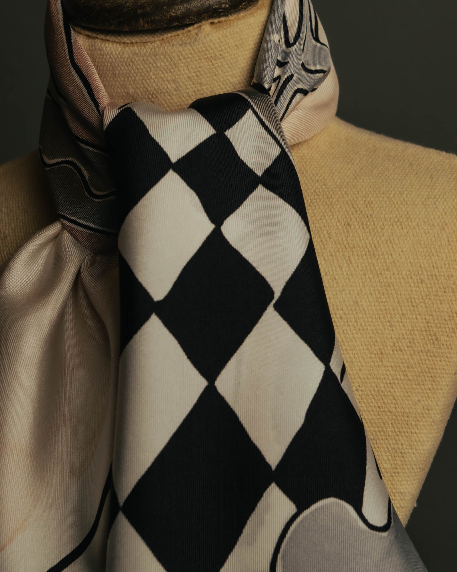 "Christian Dior" 2010's Modern surrealist trump print silk scarf