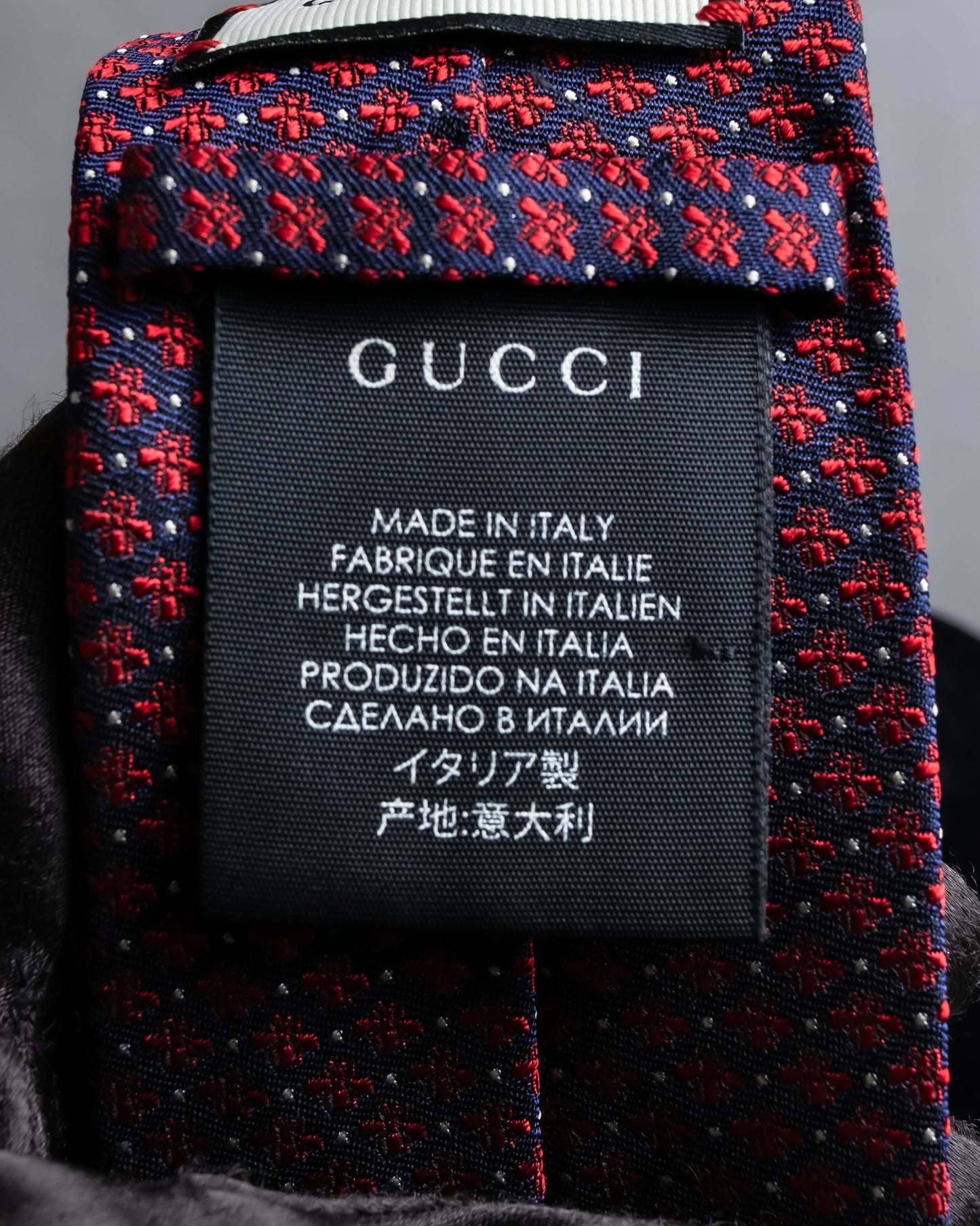 "GUCCI" Bee embroidery pattern multi colored neck tie