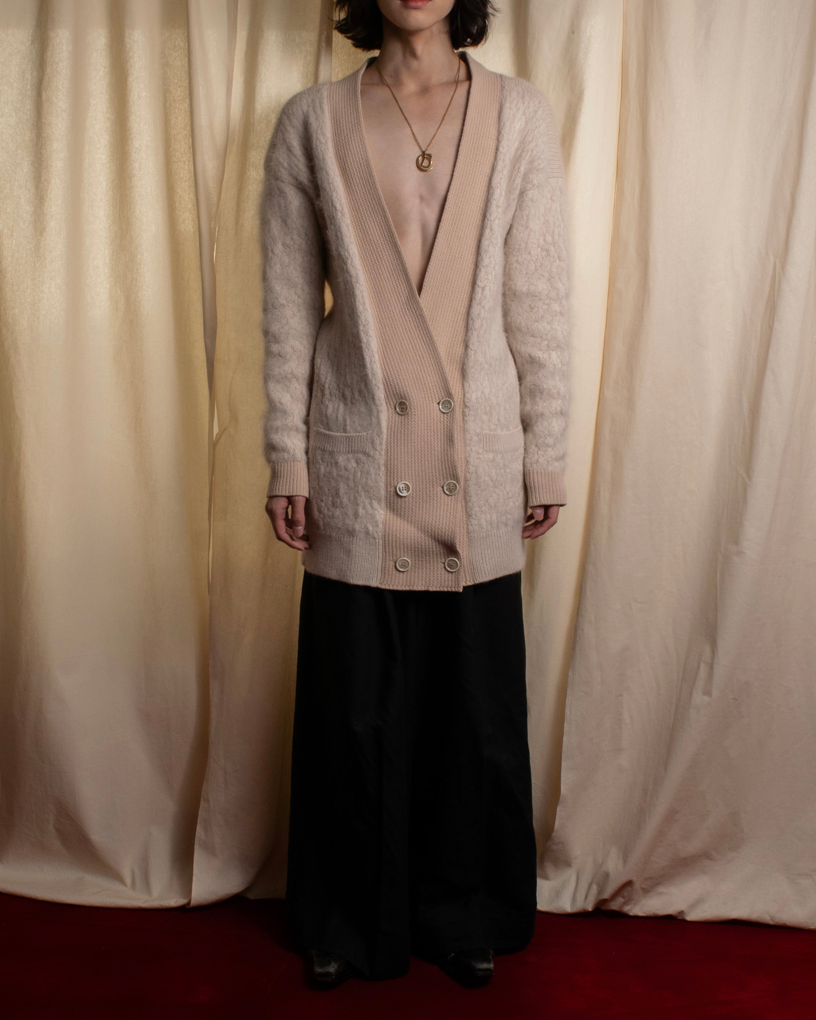 "Chloe" Angora mix standing up long cardigan