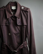 "CELINE" Triomphe button design in plum brown color
 trench coat