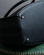 "MORABITO" Half moon design grained leather handbag