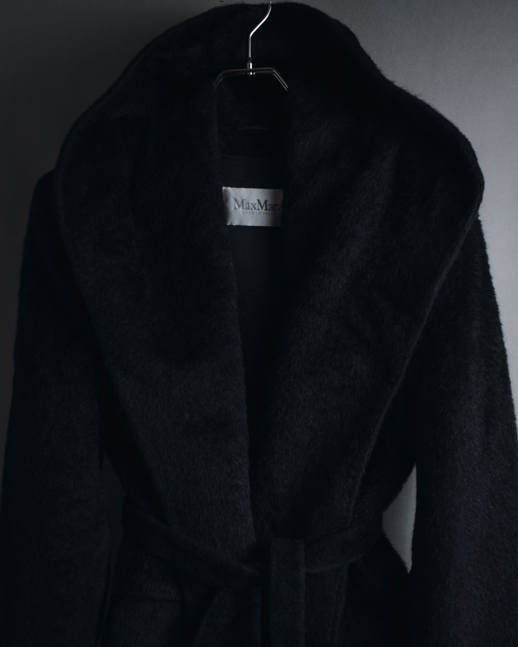 Max Mara 00年代-10年代系带羊驼毛绒毛连帽大衣