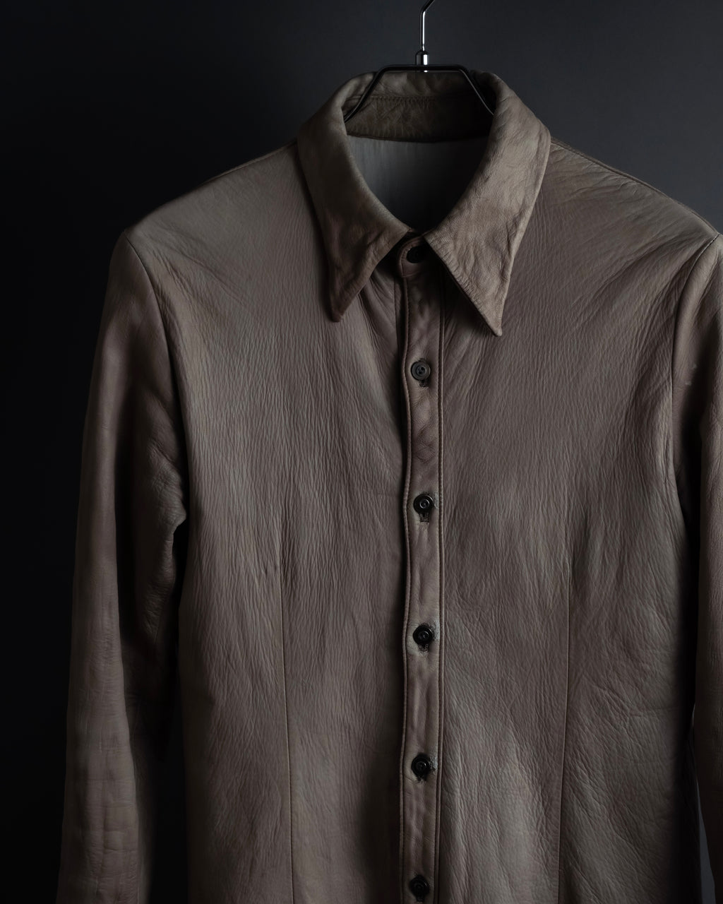 "ISAMU KATAYAMA" Dart-shaped deer leather shirt jacket