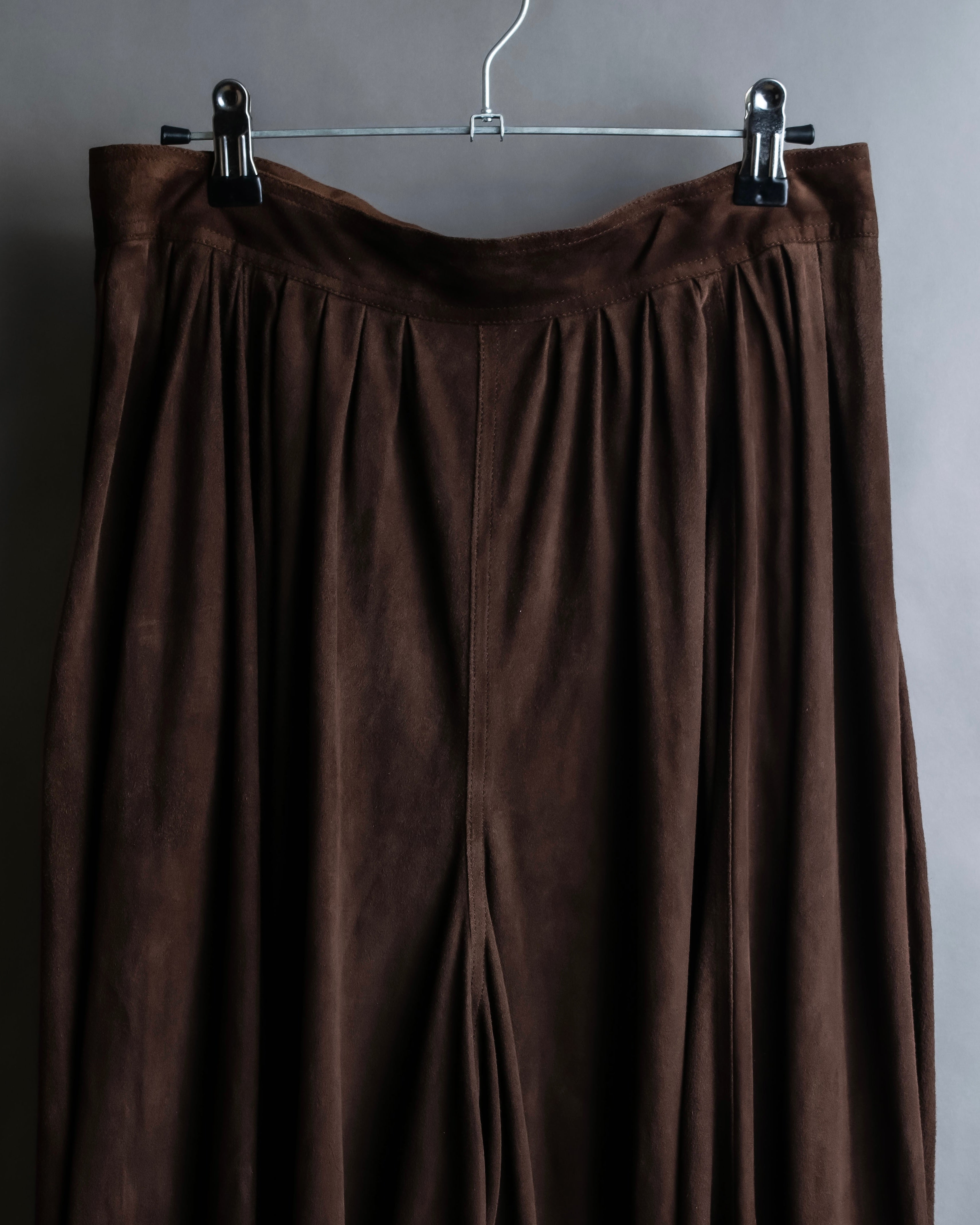 "LOEWE" Dark brown color gathered design wide pants