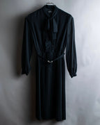 "SOANA" Bowtie belted design long black dress