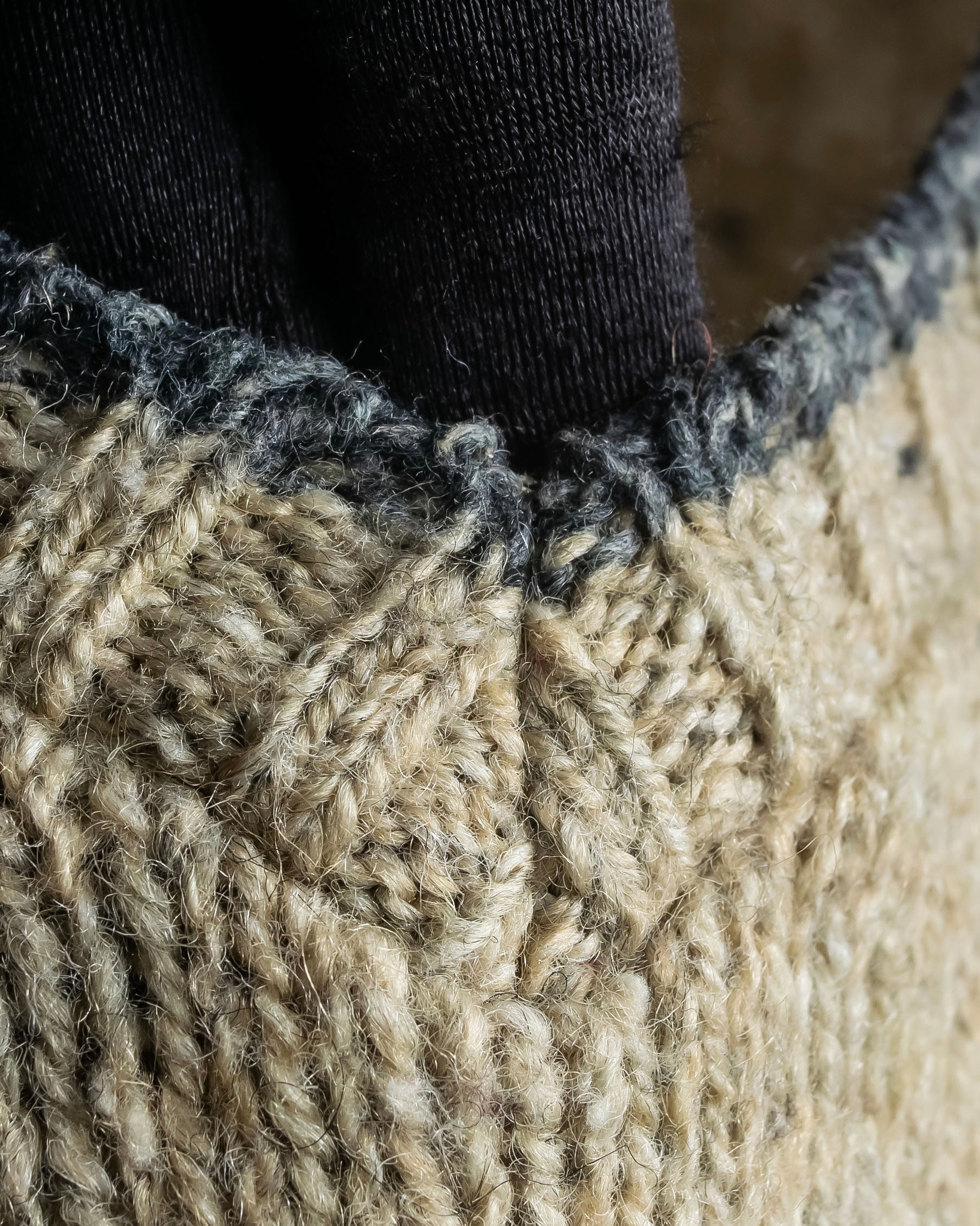 "Vintage oversized ribbed V-neck knit pullover"