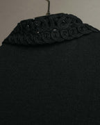 -SPECIAL- “Yves Saint Laurent” 90’s crochet collar pearl button knit pullover