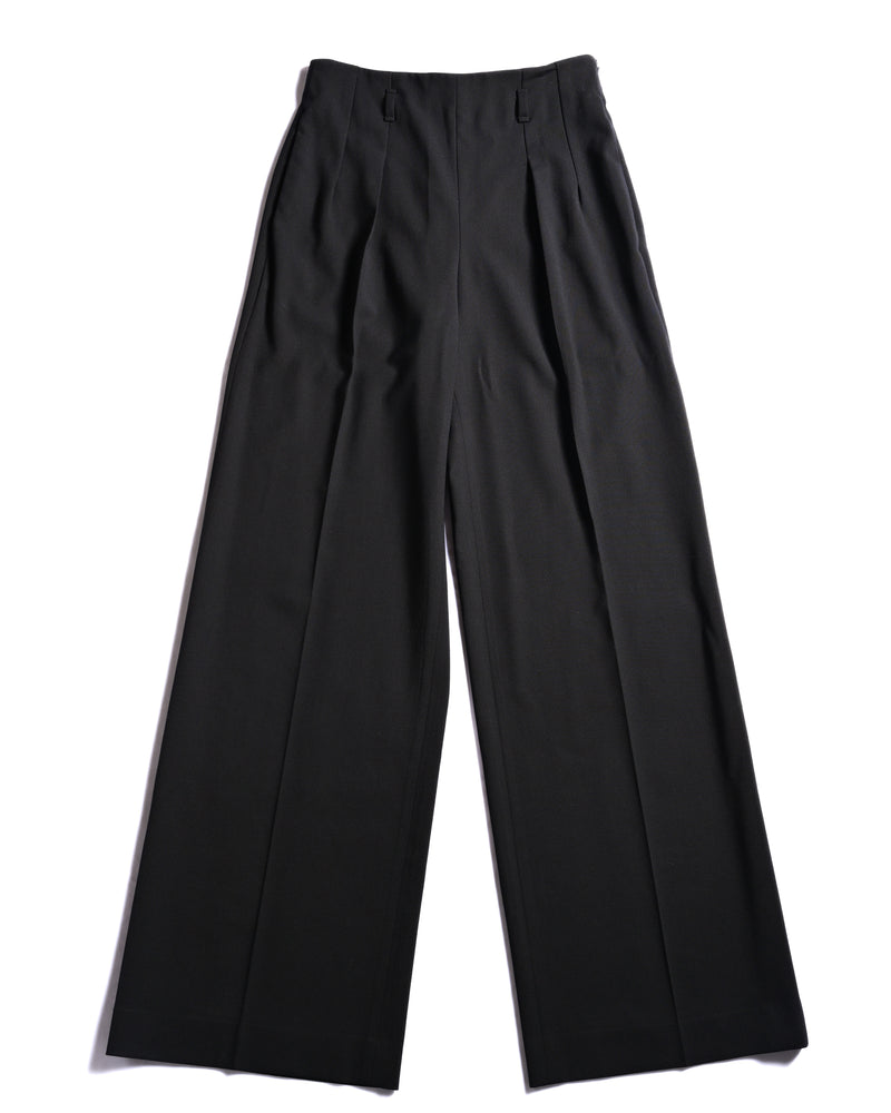 Hermès/ Refined Wide-Leg Wool Trousers Black