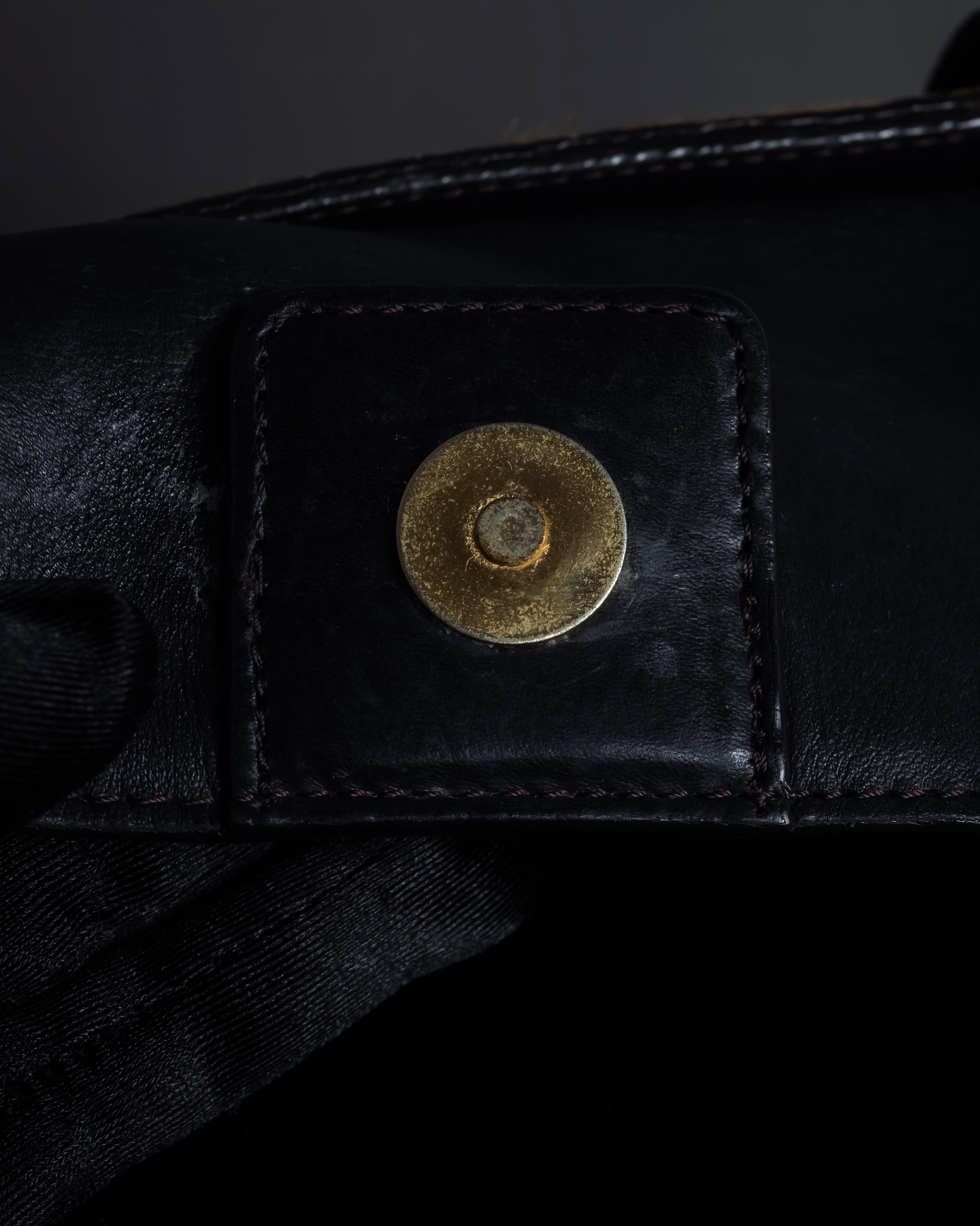 "YVES SAINT LAURENT" Hand-stitched design hair calf leather tote bag