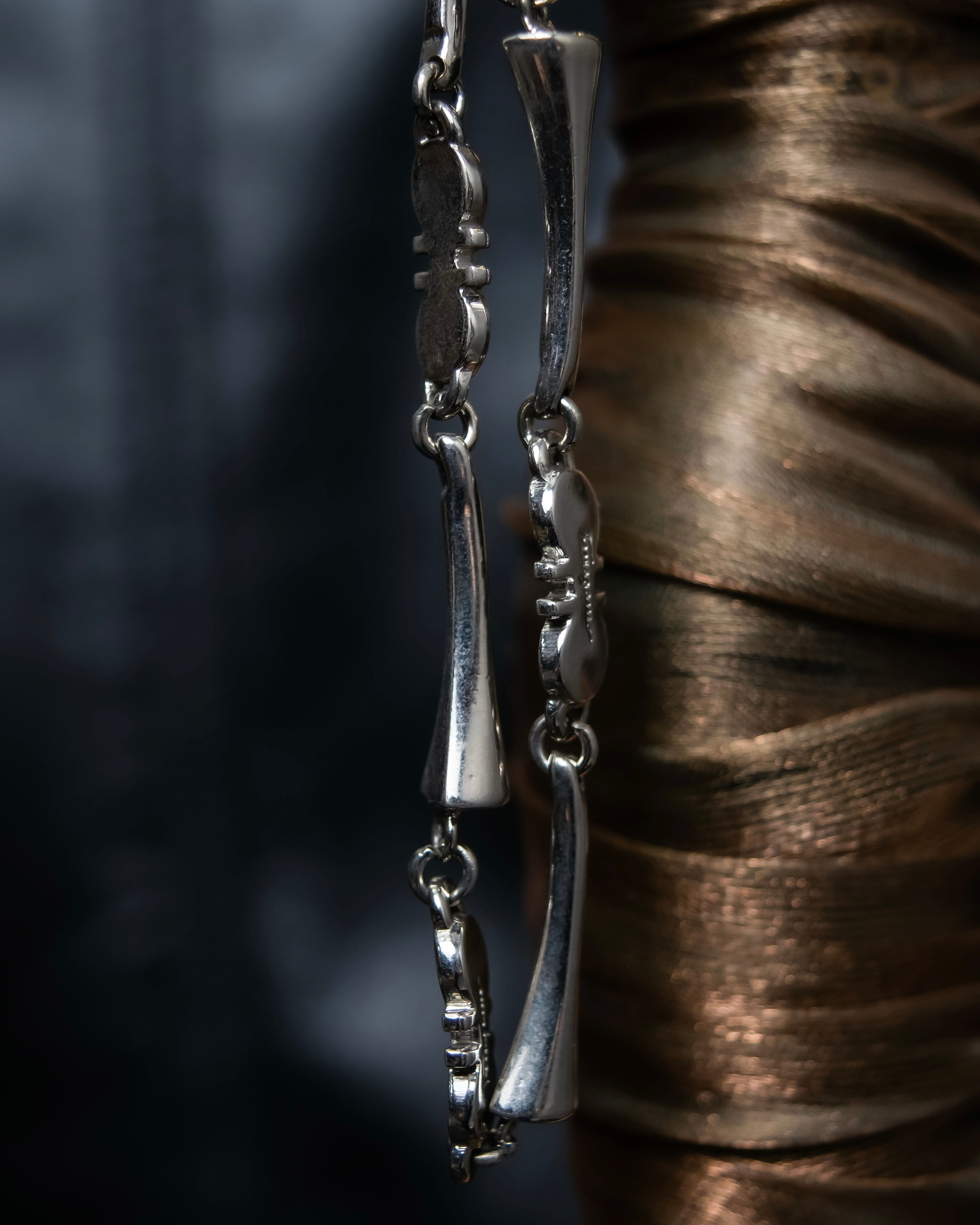 "Salvatore Ferragamo" silver gangini logo chain bracelet