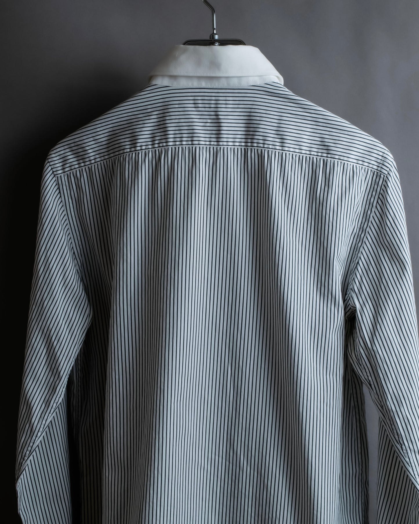 "YVES SAINT LAURENT" Fine pitch stripe pattern clerical design shirt