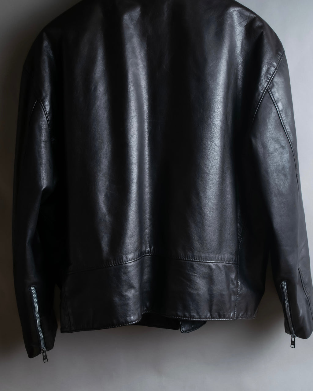 "MOSCHINO" Box silhouette leather double rider jacket