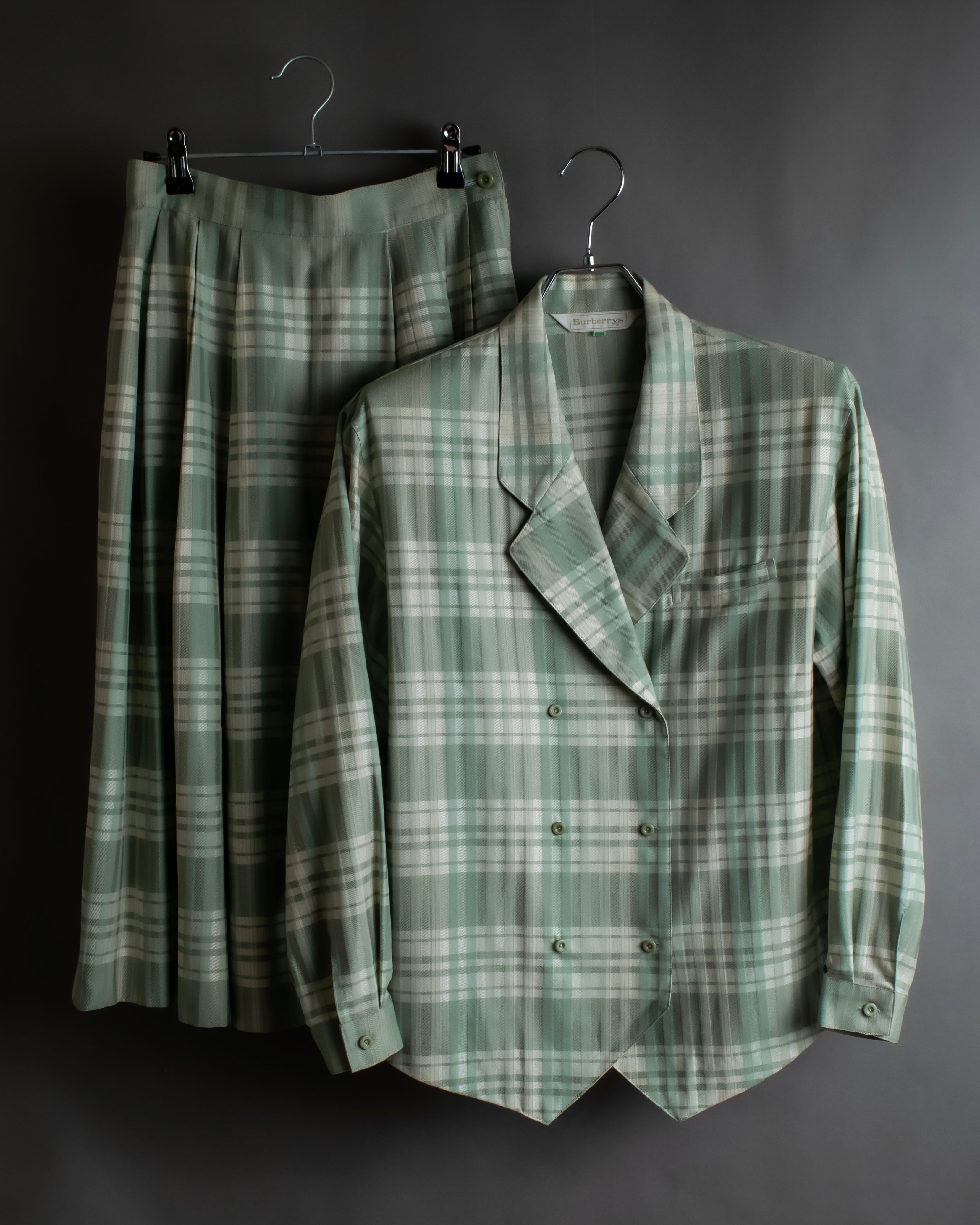 "BURBERRYS" Mint green check pattern skirt type set up