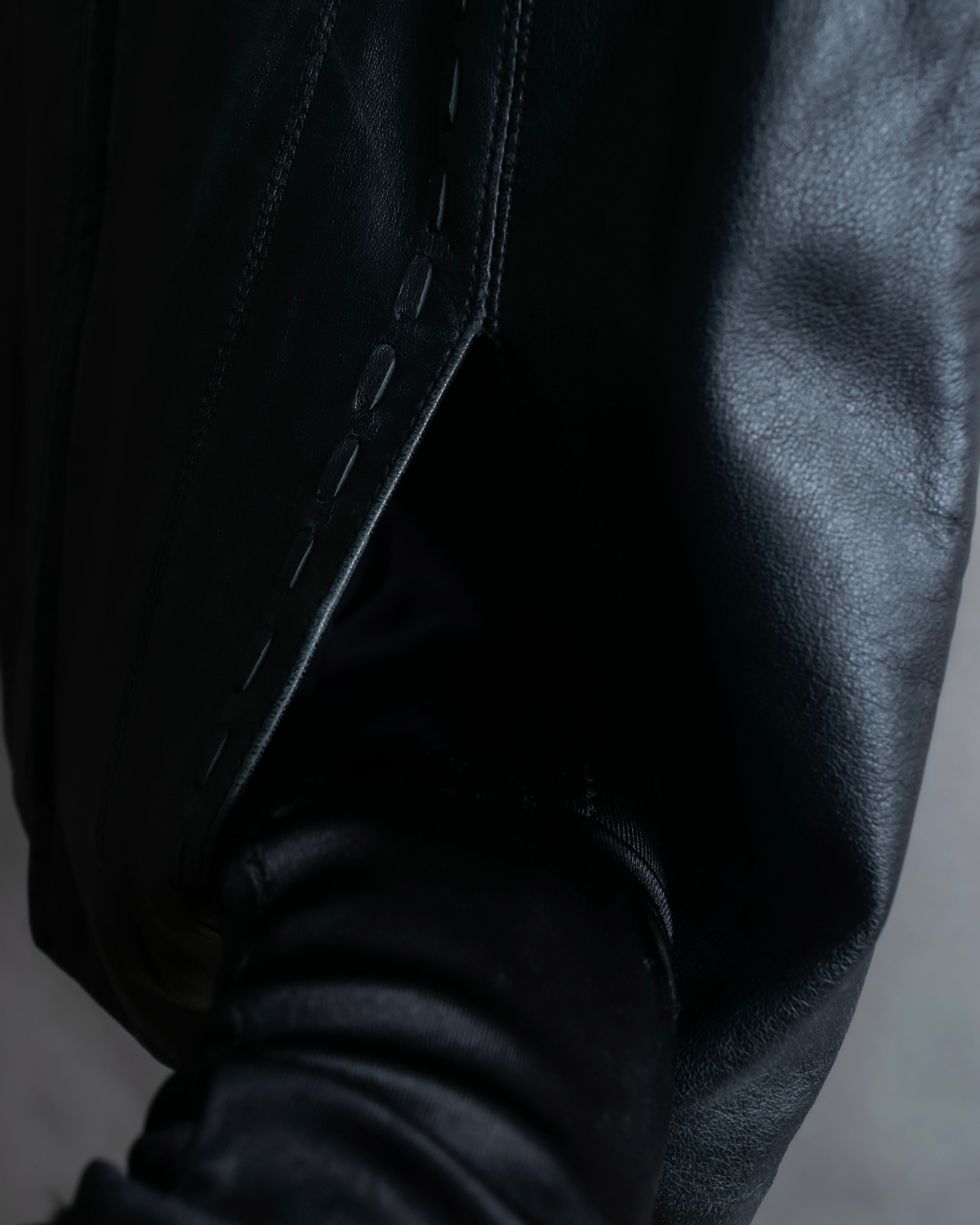 "BALMAIN" Braided detail lamb leather zip-up vest