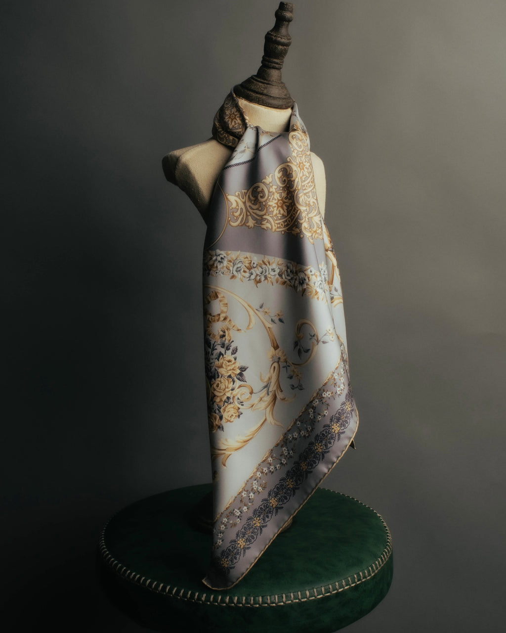 "Christian Dior" 80's-90's Elegant floral silk scarf