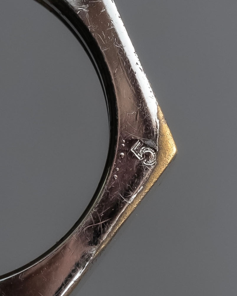 "MAISON MARGIELA" Numbered logo engraved hexagonal silver ring