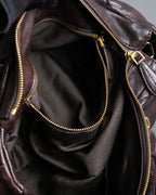"MIU MIU" Tuck pleat design leather hand bag