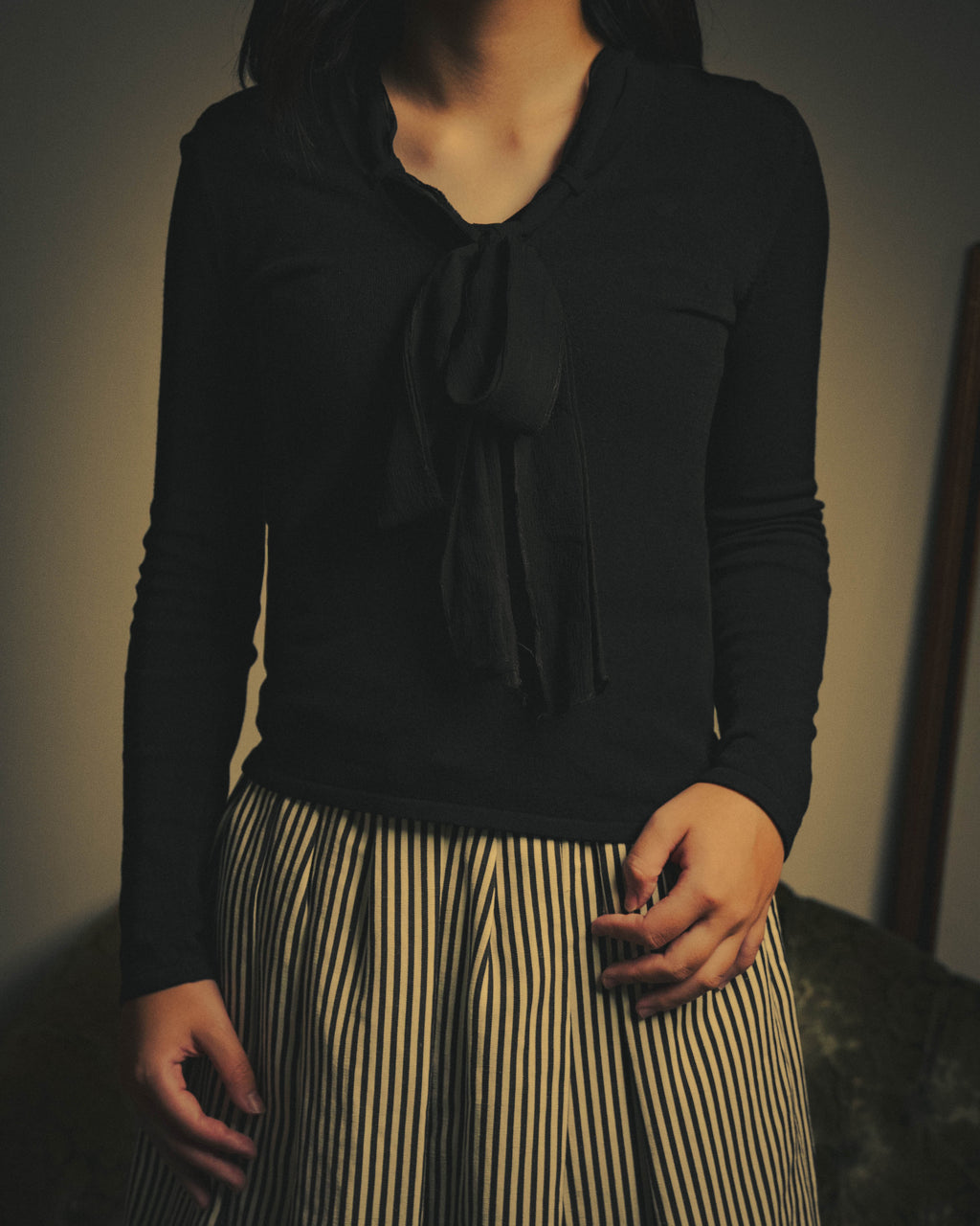 -SPECIAL- "CHANEL" 04AW Sheer bow-tie knit top