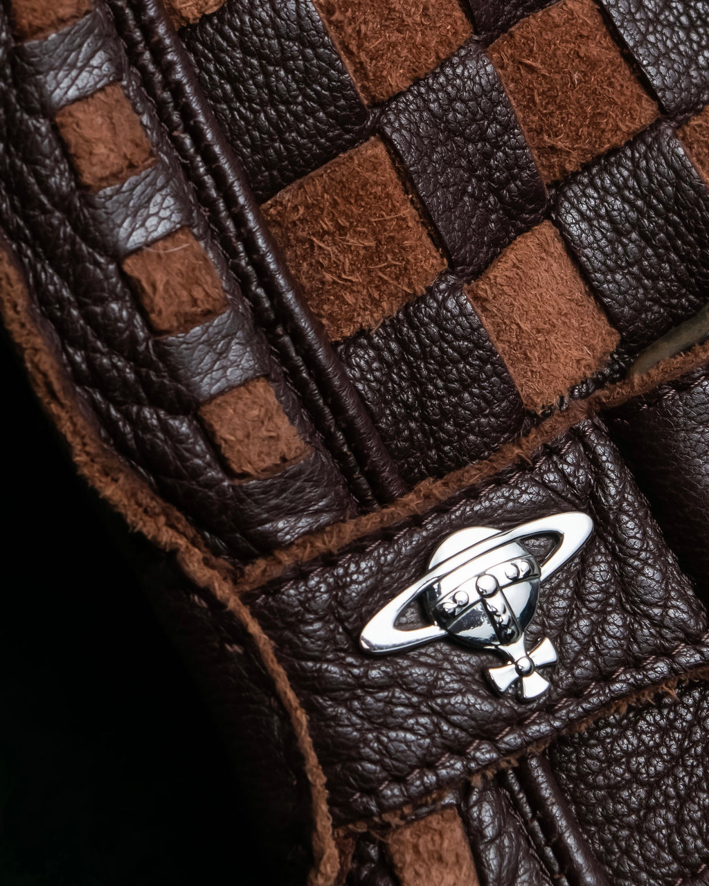 "Vivienne Westwood" Orb design checker panel pattern leather gloves