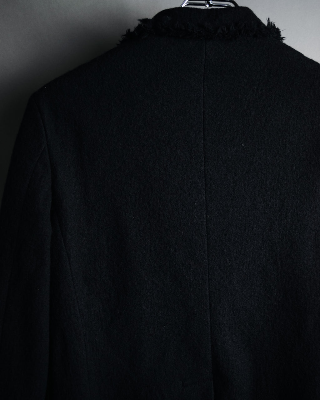 –SPECIAL– "tricot COMME des GARÇONS" 2004AW Fringed cut-off boiled wool tailored jacket