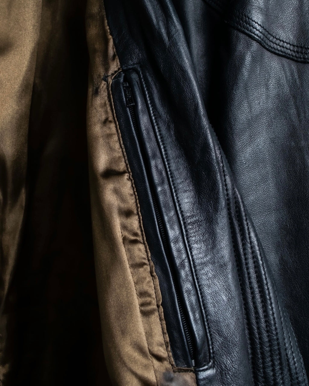 Leather Diagonal Single Jacket