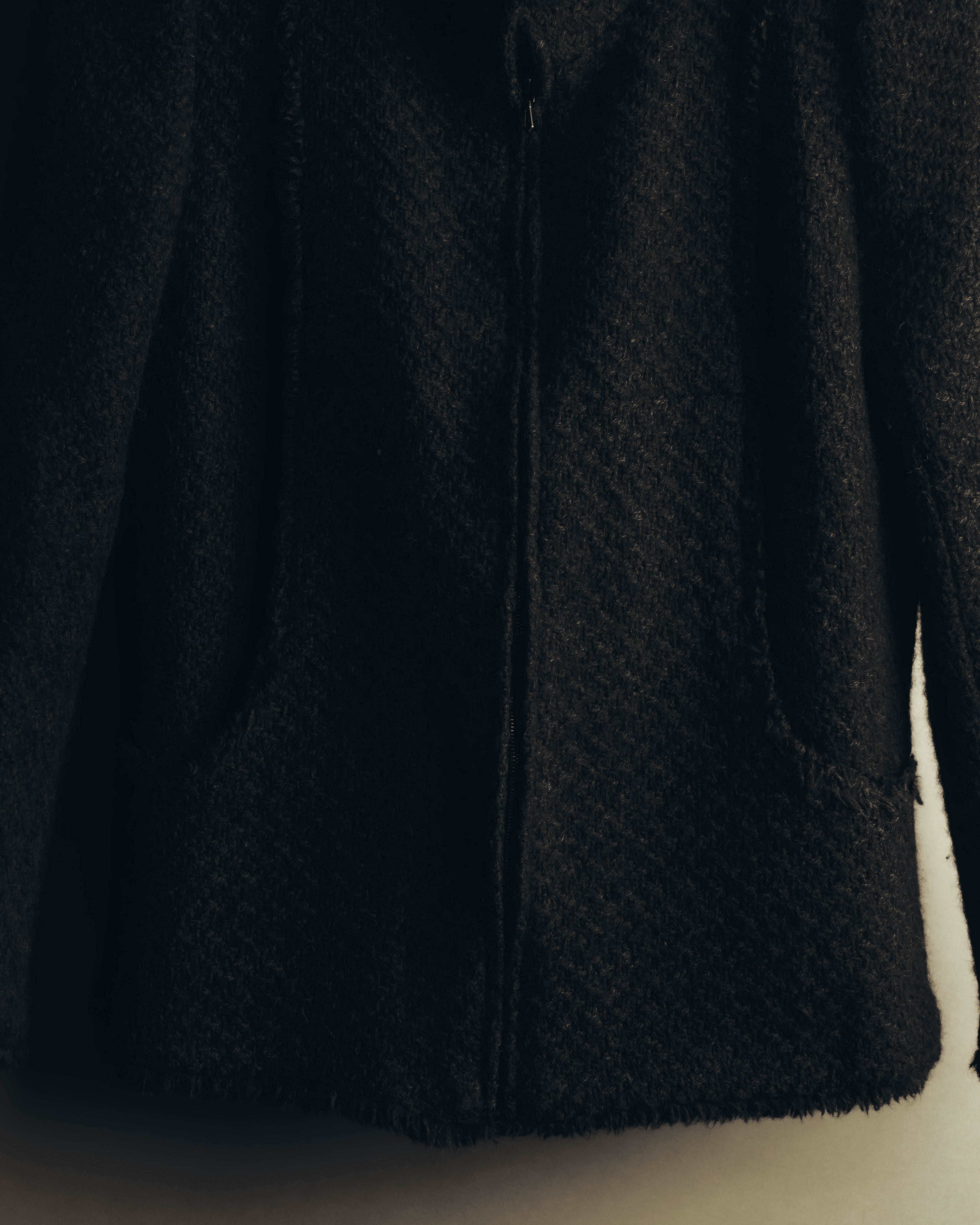 "CHANEL" 04AW Textured wool angora tweed zip jacket
