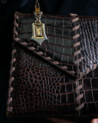 "YVES SAINT LAURENT" Crocodile pattern stitching handbag
