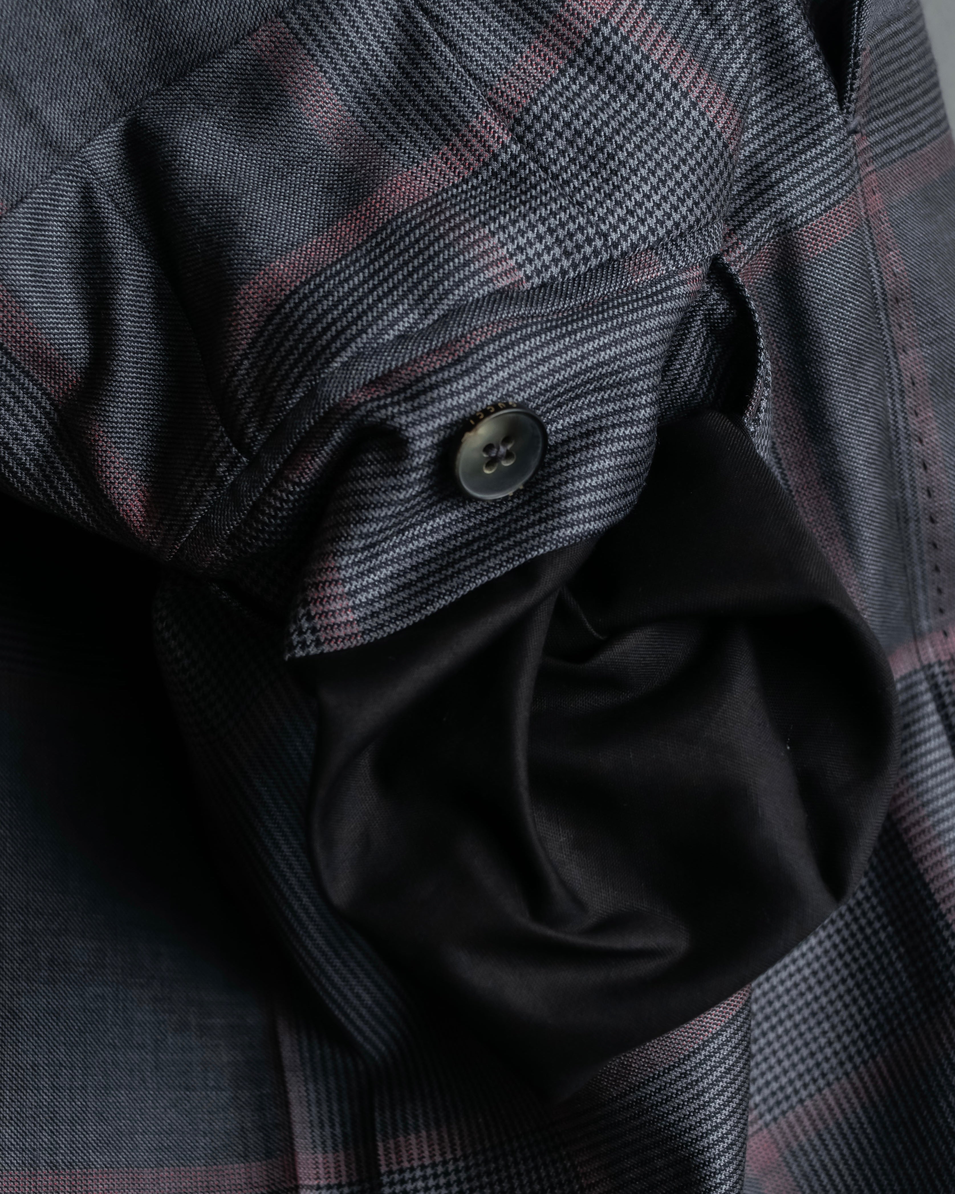 "GUCCI" Glen plaid wool wide tapered slacks