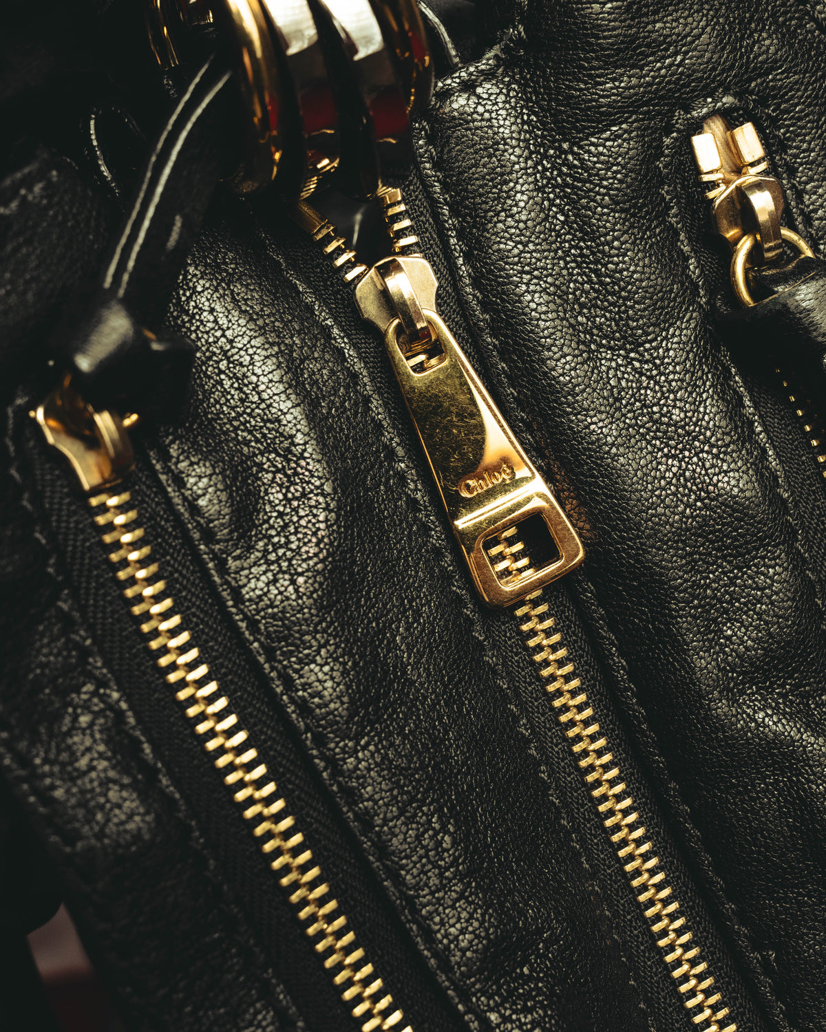 "Chloé" 00's Textured leather satchel bag