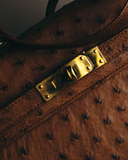 "JARDIN DES SACS" 80's-90's Structured ostrich leather top handle bag
