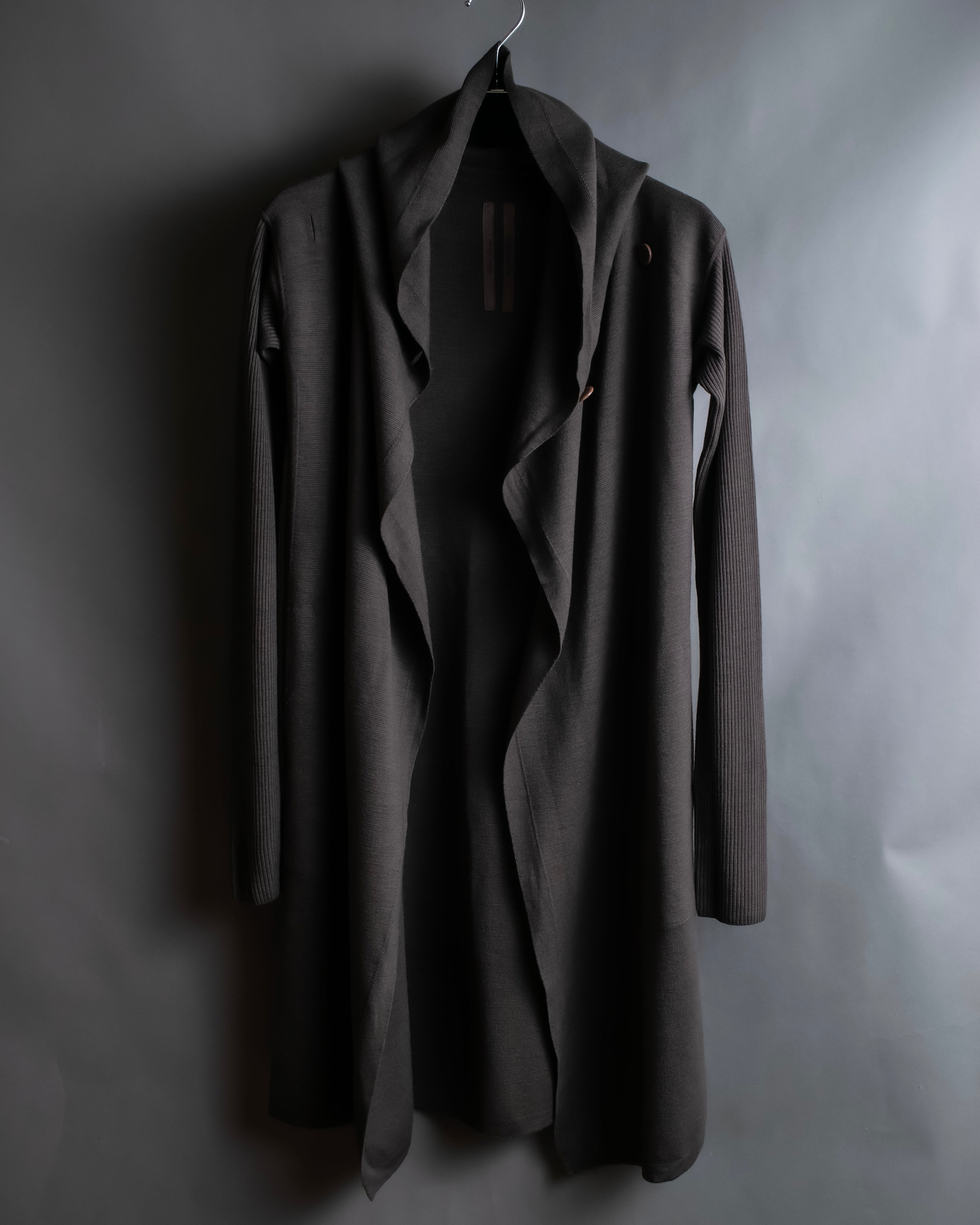"Rick Owens" 12AW asymmetrical hooded knit cardigan