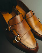 “Berwick 1707” 2010’s Patina aniline leather double monk shoes