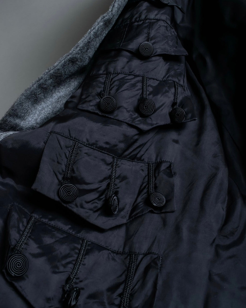 "Comme des Garçons" tailored jacket with stand collar and multiple pockets