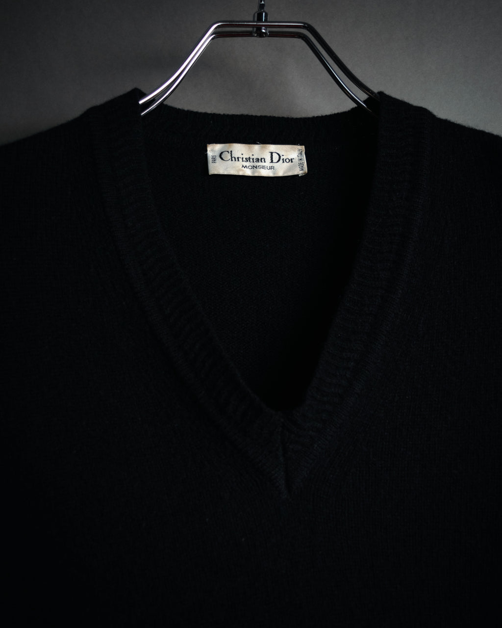 “Christian Dior MONSIEUR” 80’s-90’s Deep v-neck pure wool knit