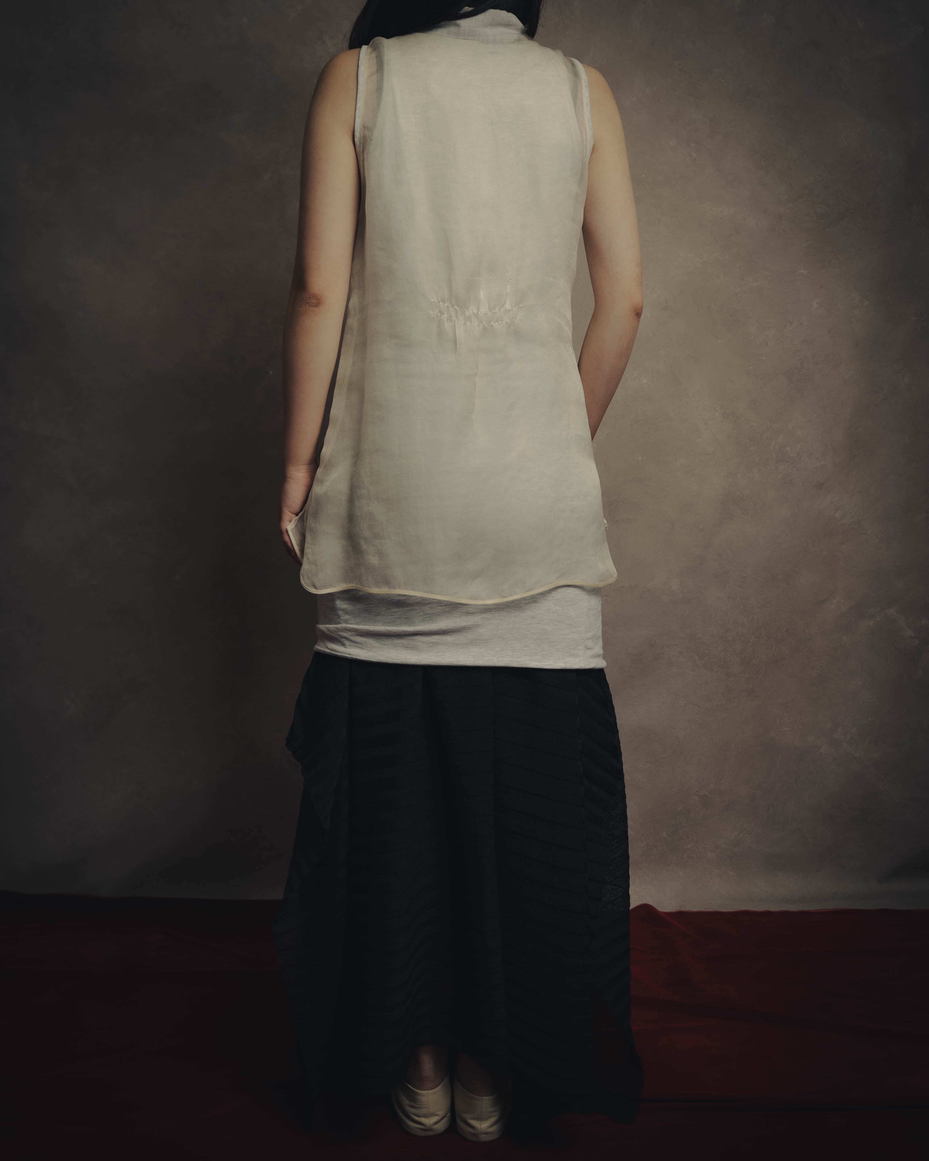 -SPECIAL- “Brunello Cucinelli” 00’s-10’s Sheer layered sleeveless tunic dress
