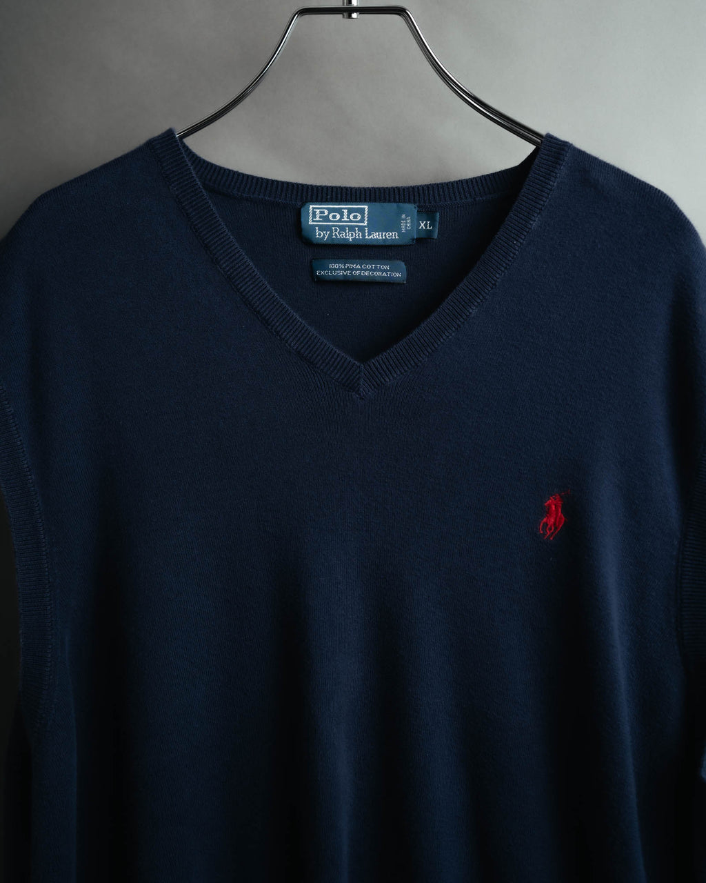 -MOOD MILLÉSIMES- Polo by Ralph Lauren” 90’s-00’s deep navy pima cotton knit vest