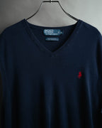 -MOOD MILLÉSIMES- Polo by Ralph Lauren” 90’s-00’s deep navy pima cotton knit vest