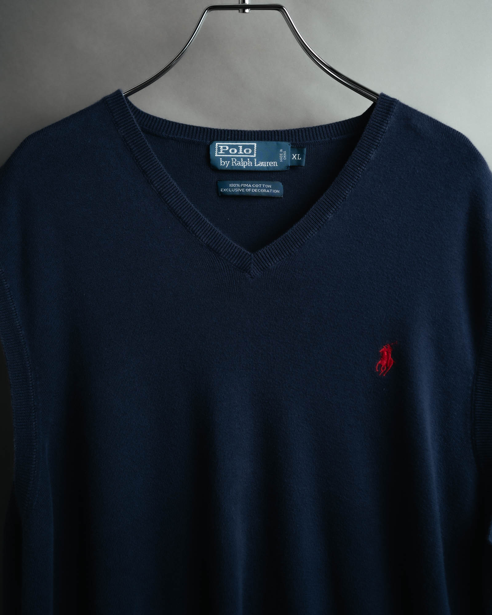 -MOOD MILLÉSIMES- Polo by Ralph Lauren” 90’s-00’s deep navy pima cotton knit vest