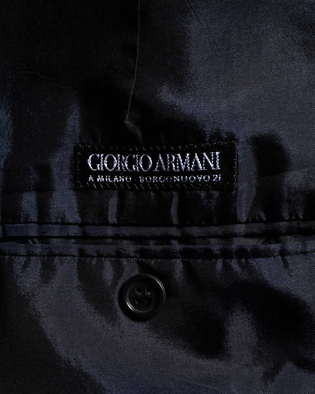 GIORGIO ARMANI/ Curved Lapel Oversized Double Breasted Tailored Jacket Navy