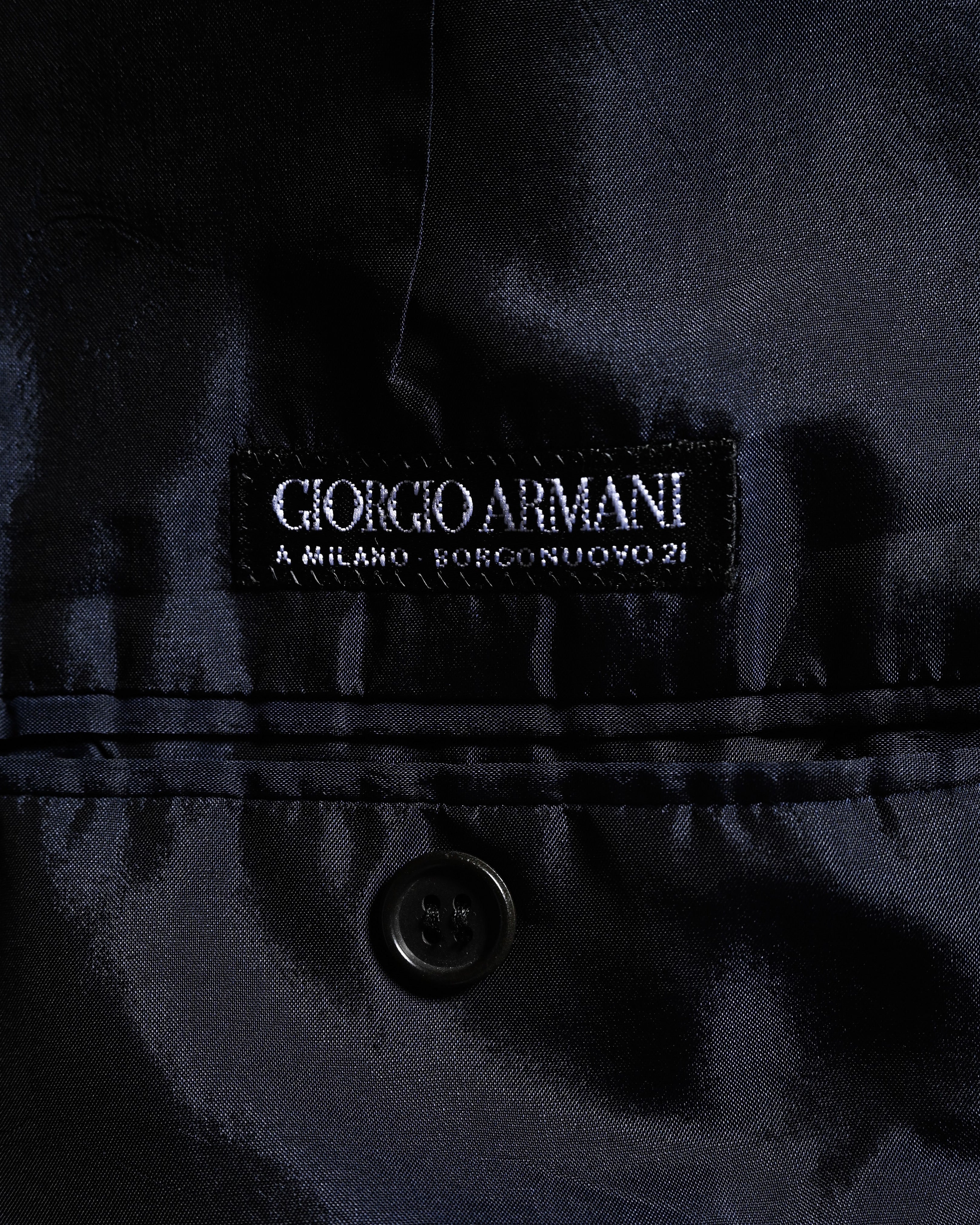 GIORGIO ARMANI/ Curved Lapel Oversized Double Breasted Tailored Jacket Navy