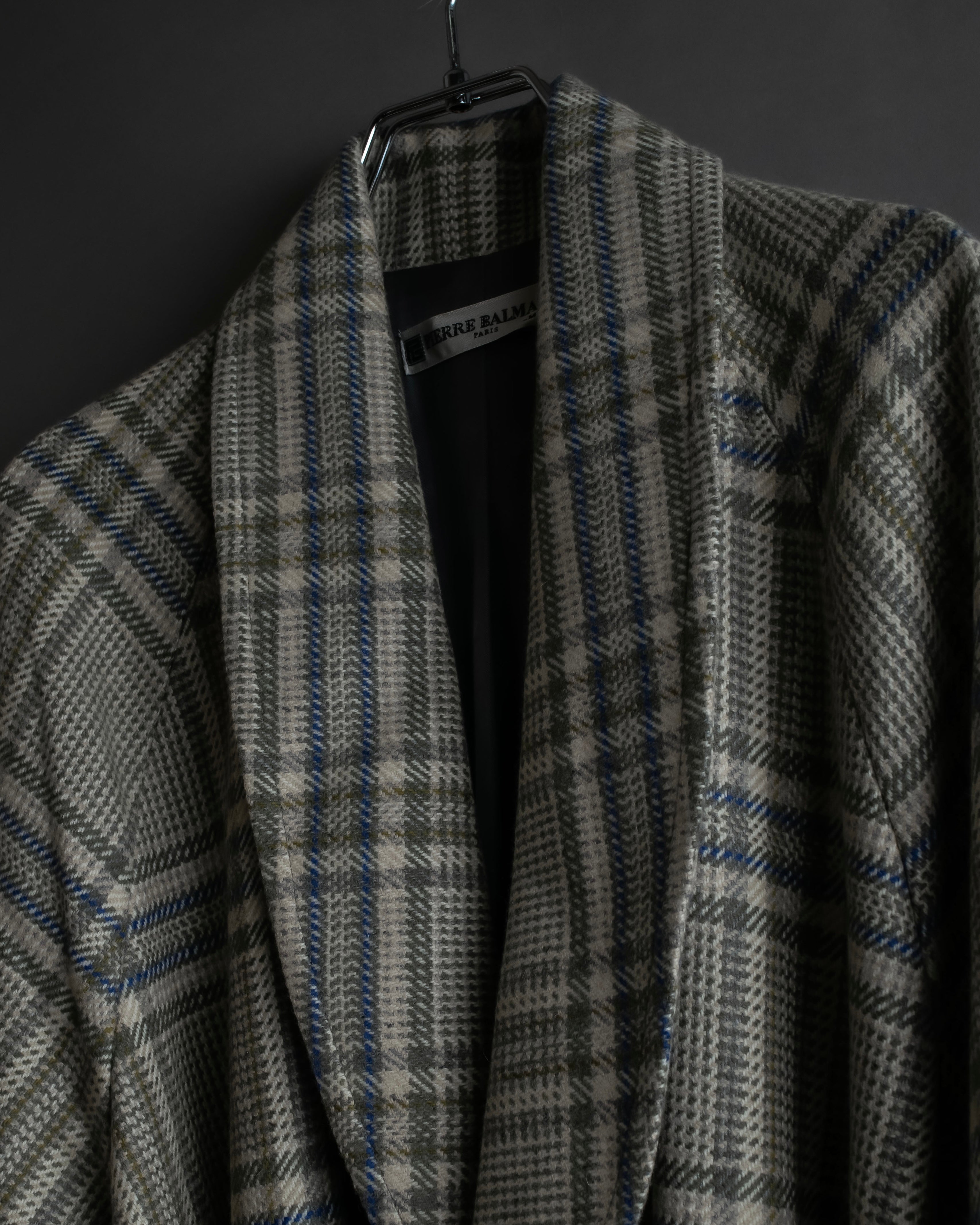 "PIERRE BALMAIN" Glen check belted gown coat