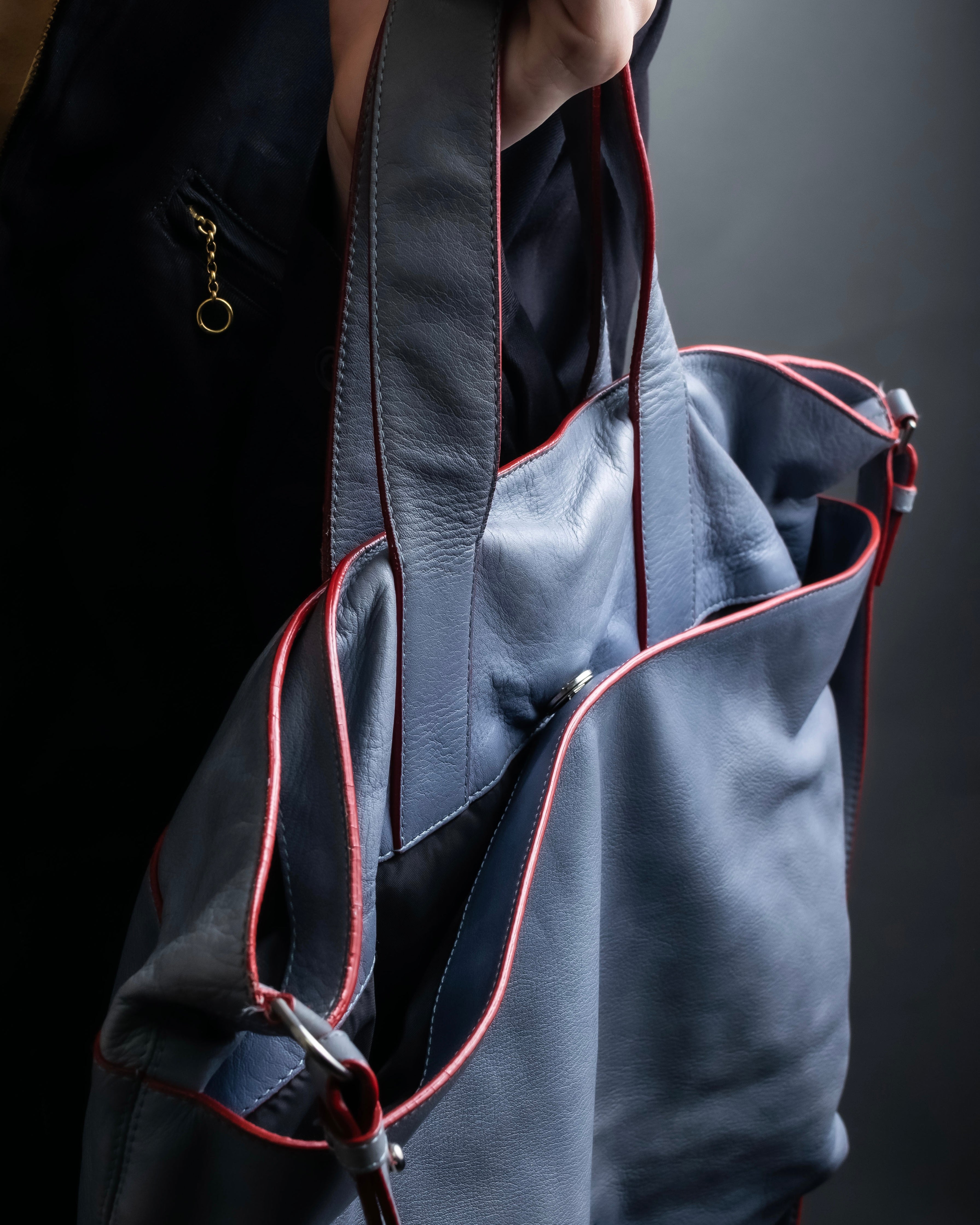 "JIL SANDER navy" bicolor 2way tote bag