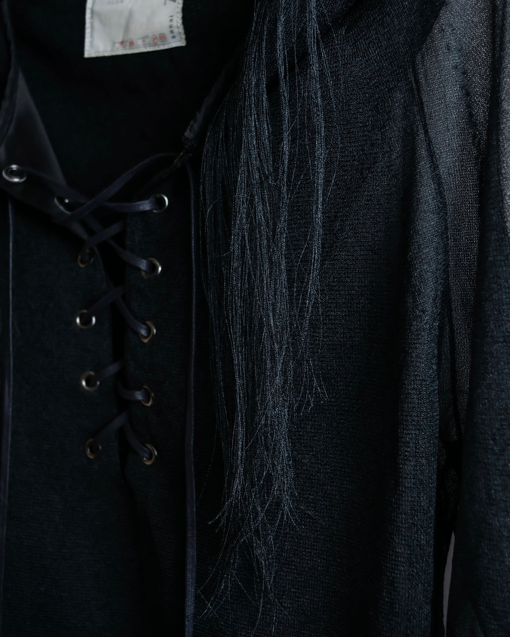 "sacai" Wig design sheer hooded pullover