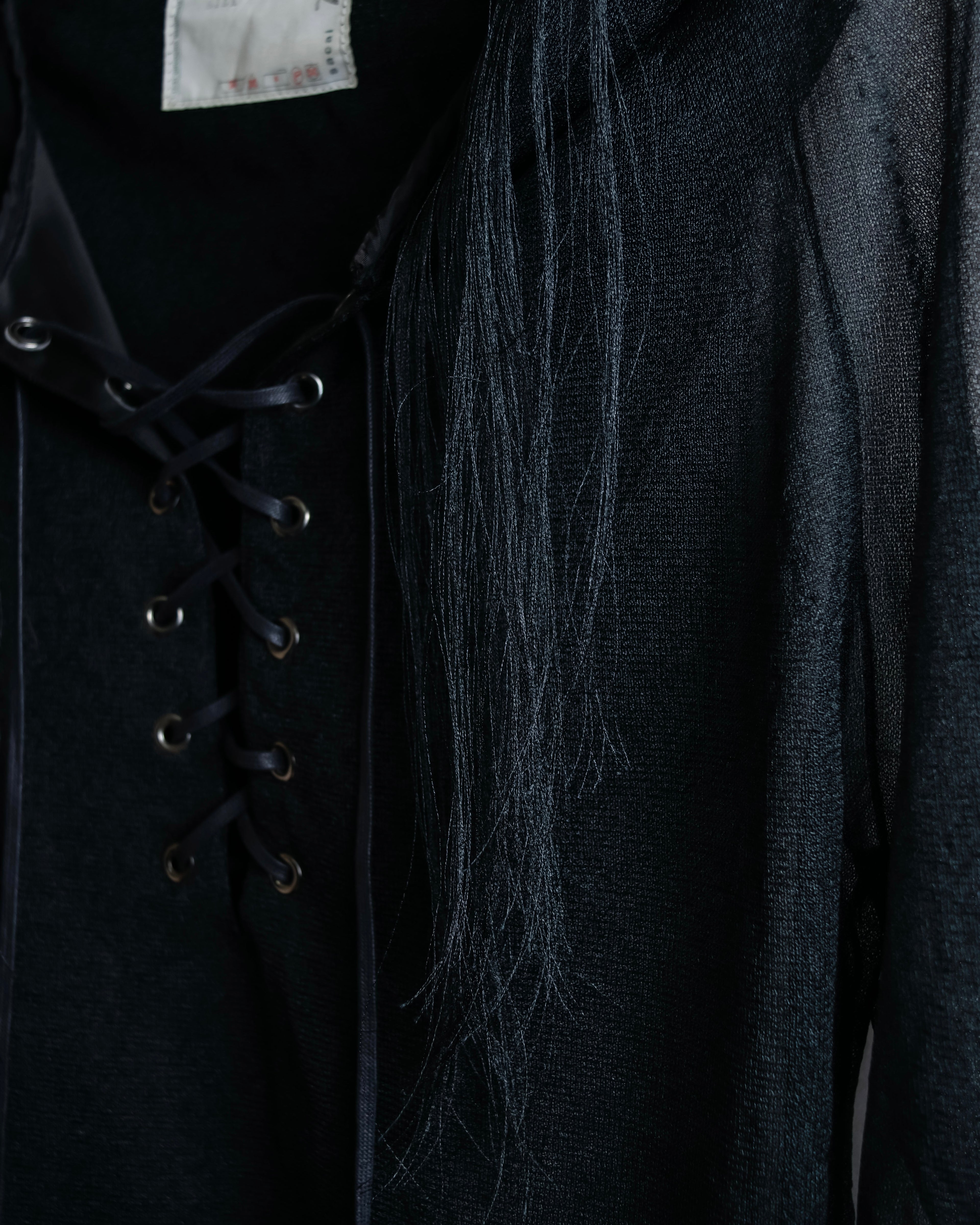 "sacai" Wig design sheer hooded pullover