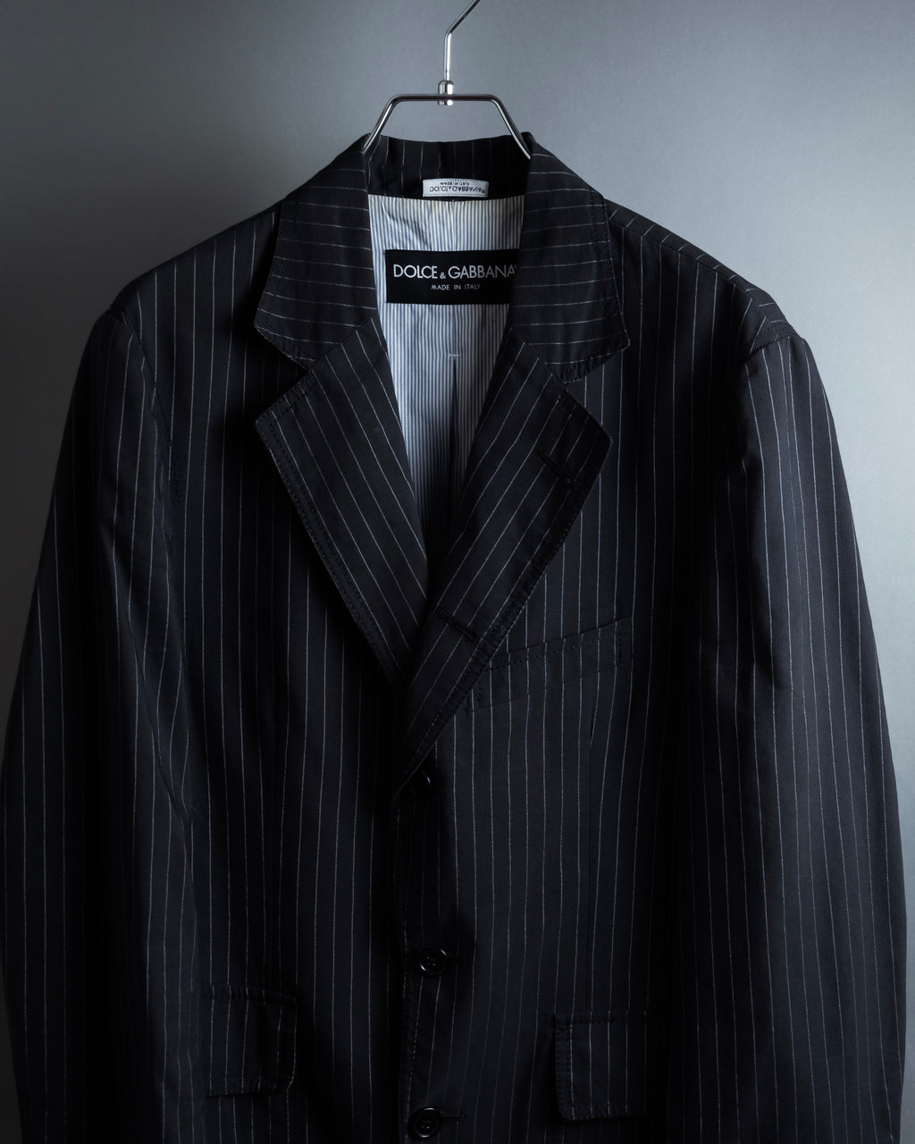 "Dolce & Gabbana" Collar switching design pinstripe pattern tailored jacket