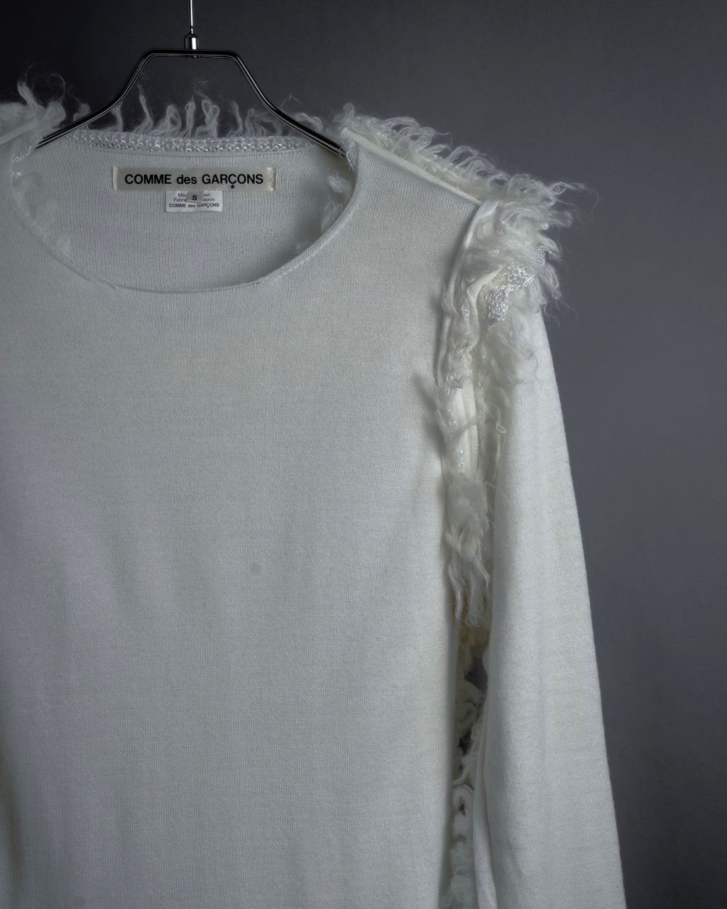 "COMME des GARCONS" 18AW layered mesh design fringe thick knit