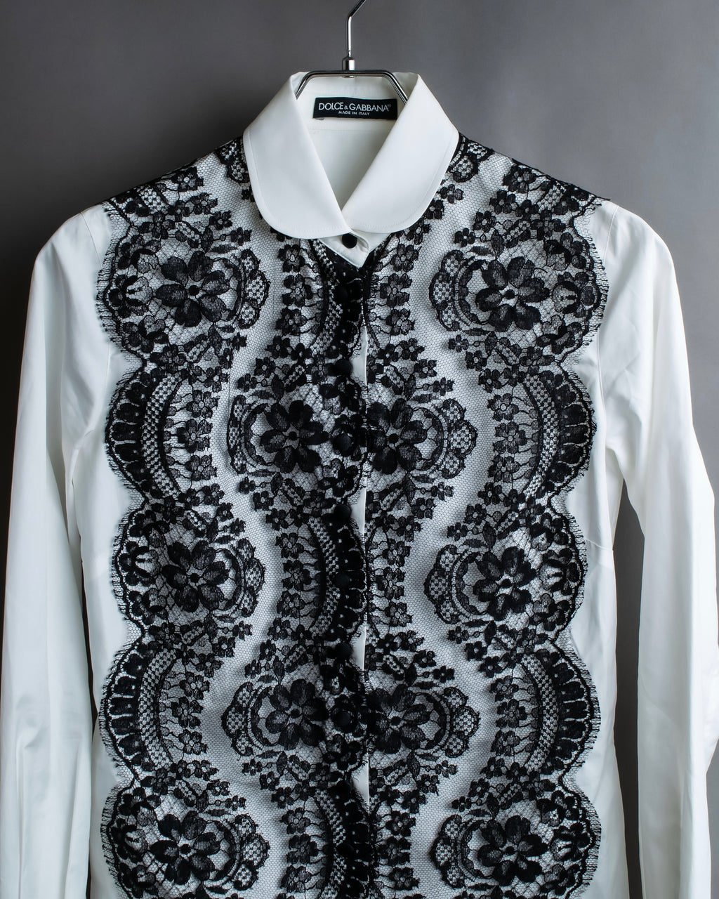 "Dolce &amp; Gabbana" Flower engraved lace design shape fit shirt