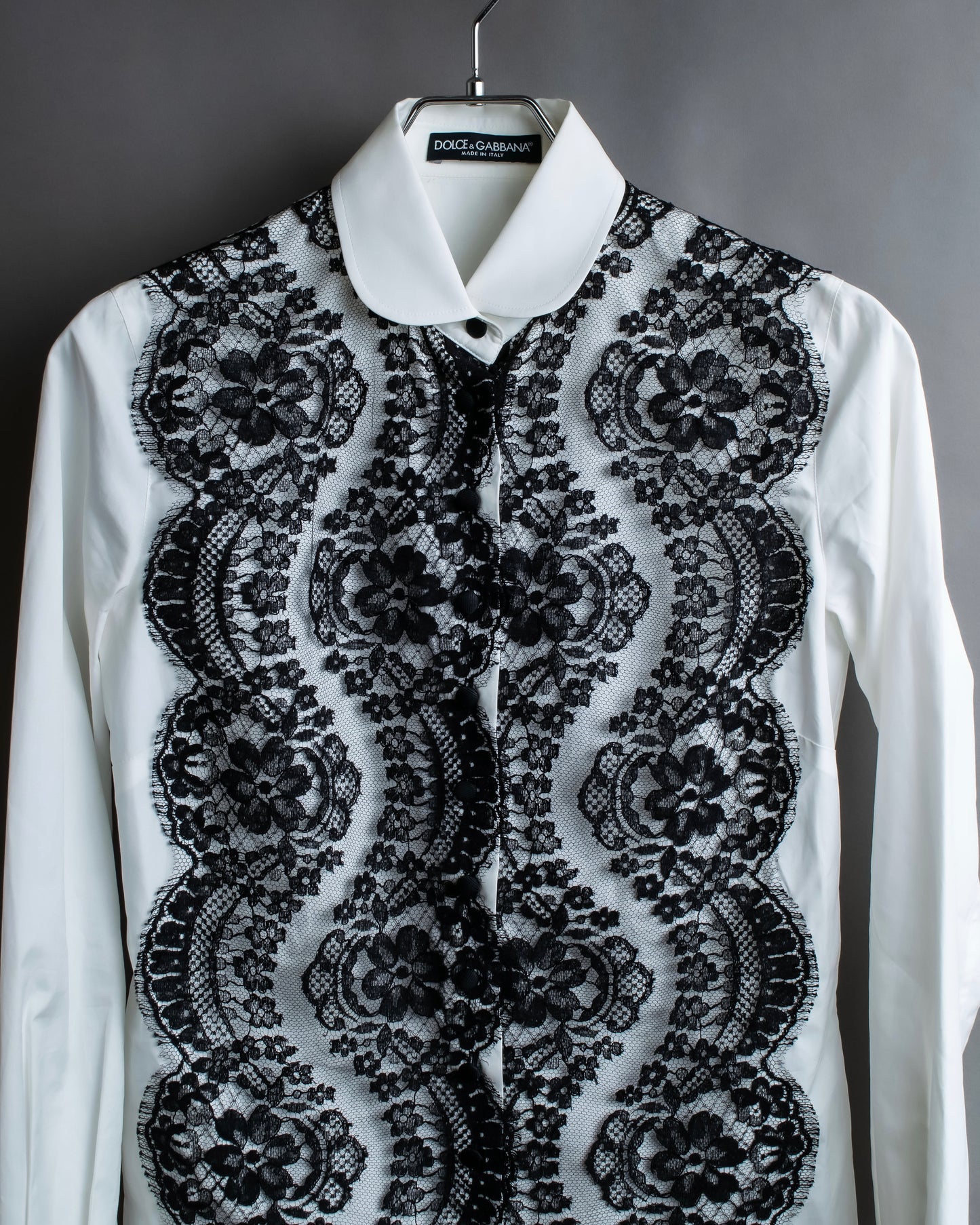 "Dolce & Gabbana" Flower engraved lace design shape fit shirt